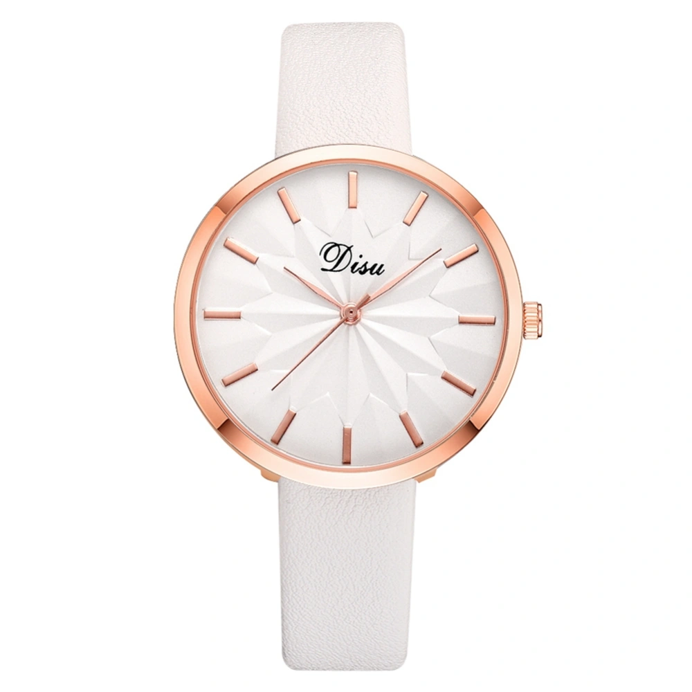 Personalized Female Alloy Watch Artificial Leather Belt Casual Quartz Wristwatch( White )