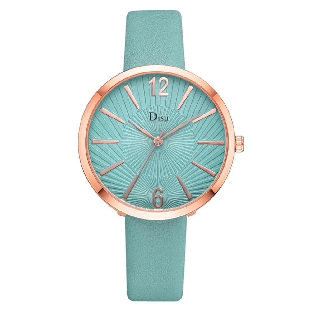 Personalized Alloy Watch Artificial Leather Belt Female Elegant Quartz Wristwatch( Sky Blue )