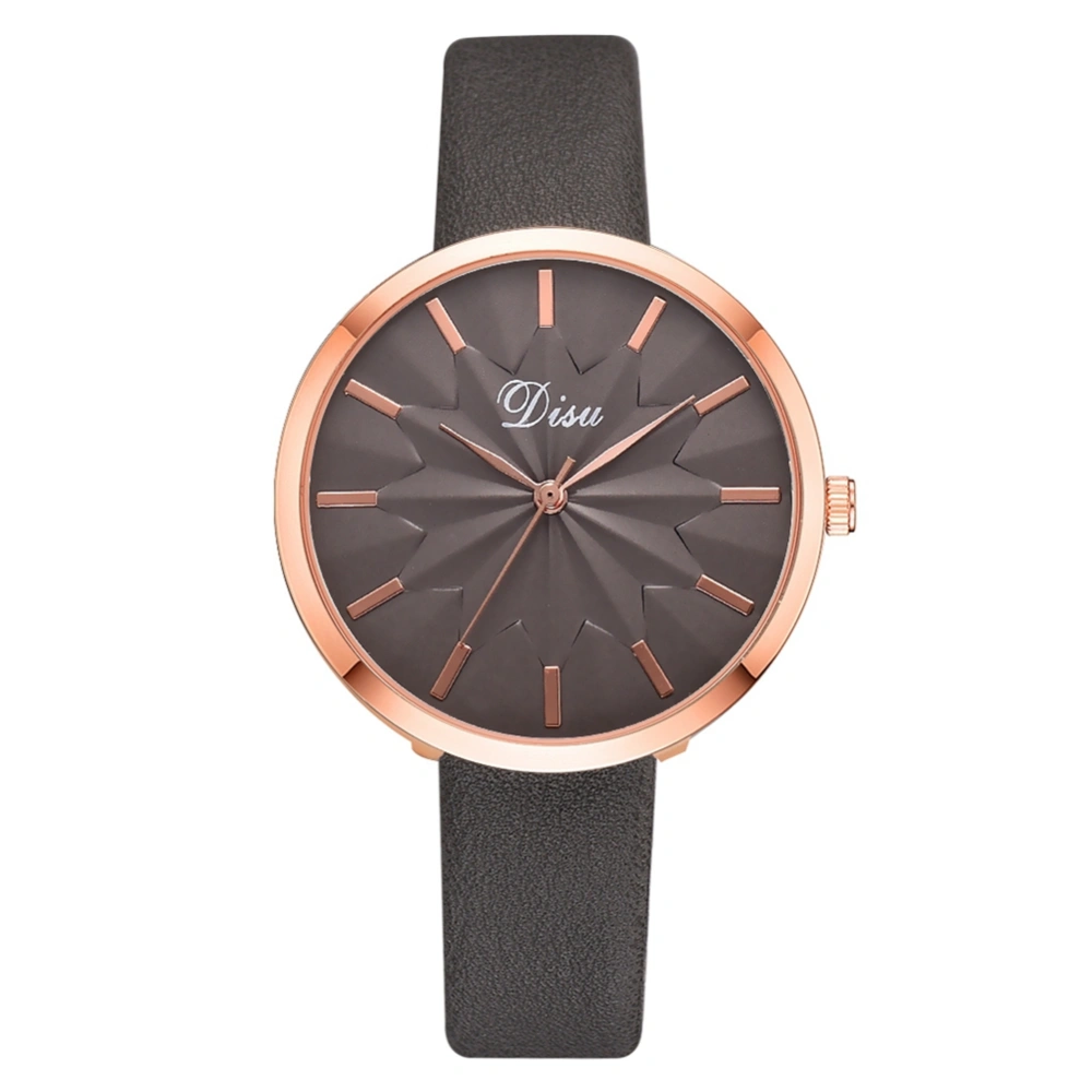 Personalized Female Alloy Watch Artificial Leather Belt Casual Quartz Wristwatch( Grey )