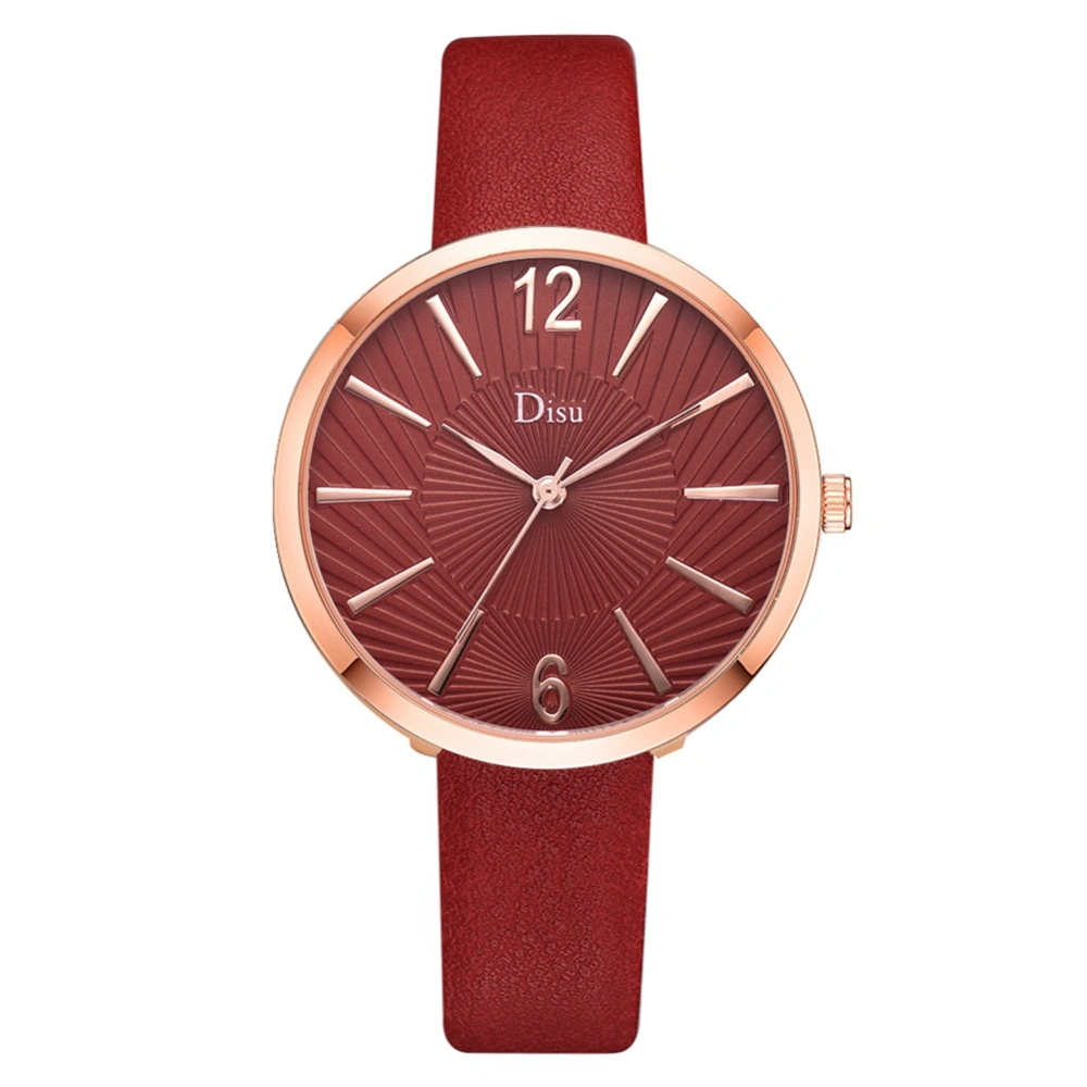 Personalized Alloy Watch Artificial Leather Belt Female Elegant Quartz Wristwatch( Red )