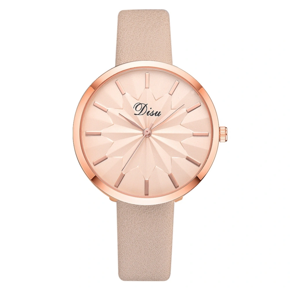 Personalized Female Alloy Watch Artificial Leather Belt Casual Quartz Wristwatch( Beige )