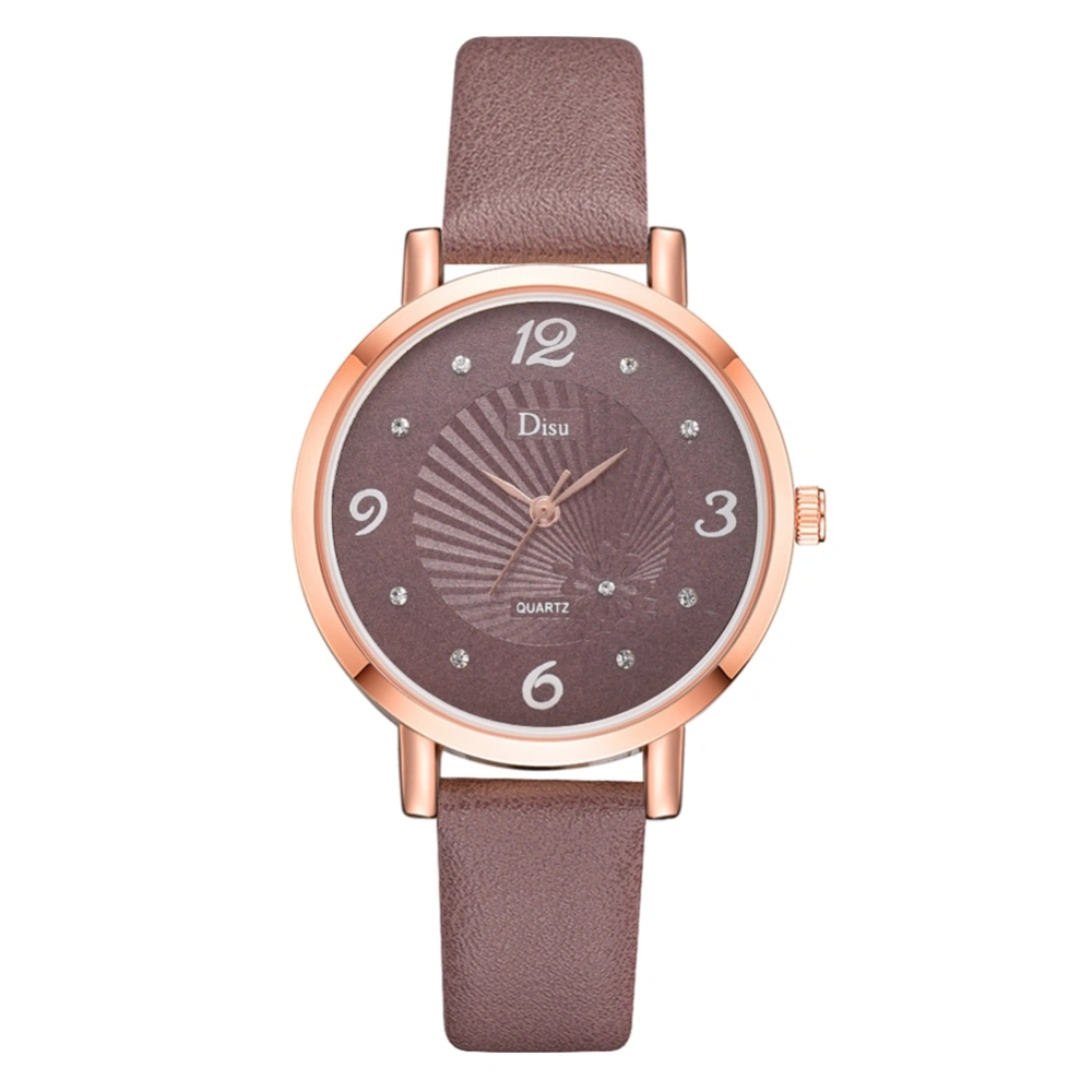 Personalized Female Alloy Watch Artificial Leather Belt Simple Quartz Wristwatch( Beige )