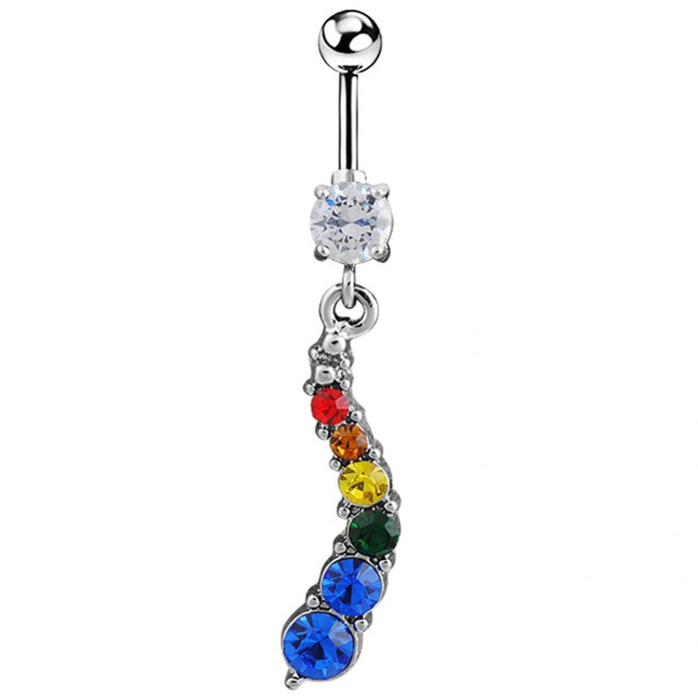 Fashion Women Belly Button Ring Colorful Zircon Sexy Navel Accessory(Royalblue)