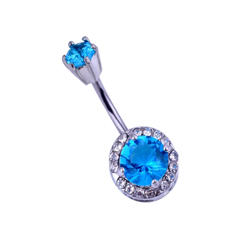 Sexy Lady Navel Belly Ring Piercing Zircon Faux Pearl Belly Accessories(White+Lake blue )