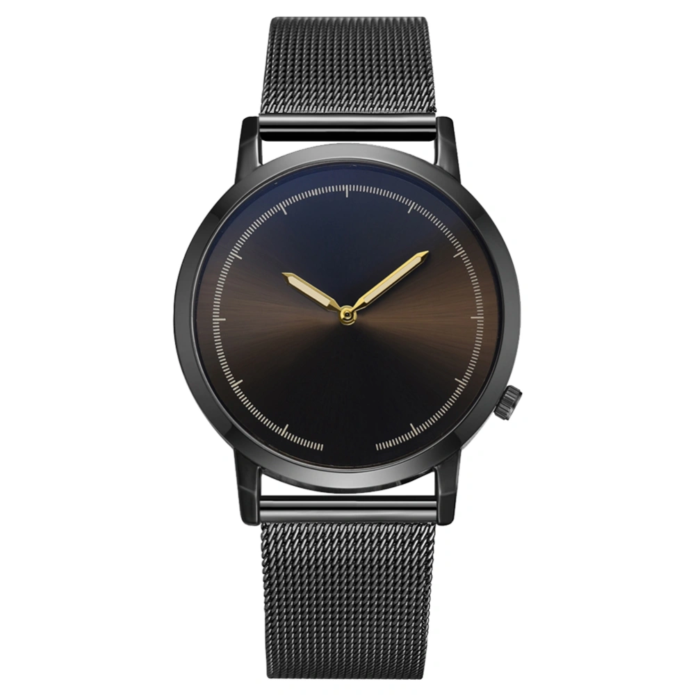 Fashion Simple Business Watch Men Women Quartz Alloy Band Wristwatch(black)