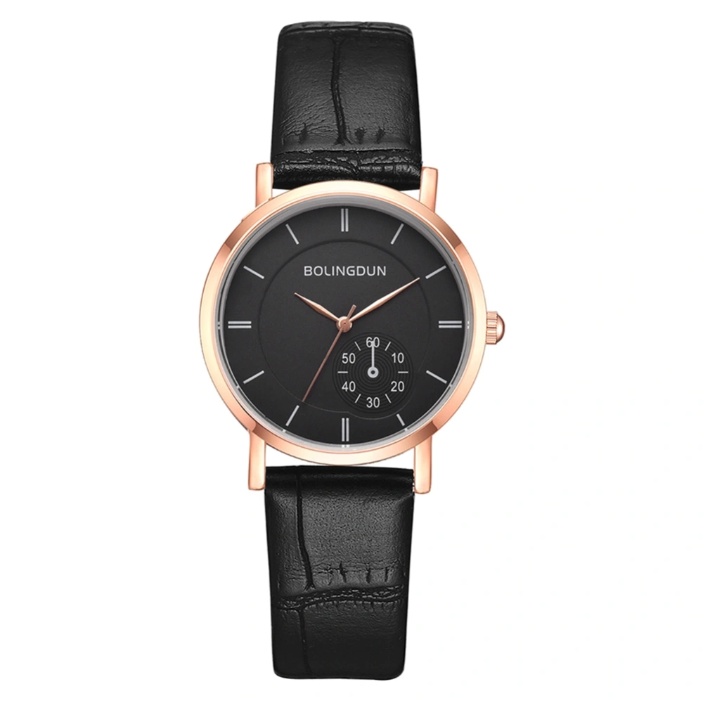 Wrist Watch Watch Fashion Watch Quartz Watch Leisure Watch (Rose Gold Frame Small Black Face)