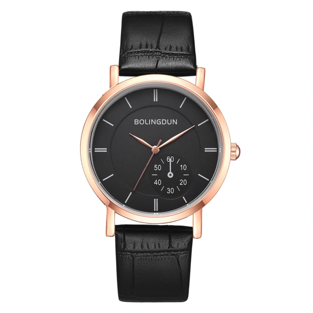 Wrist Watch Watch Fashion Watch Quartz Watch Leisure Watch (Rose Gold Frame Large Black Face)