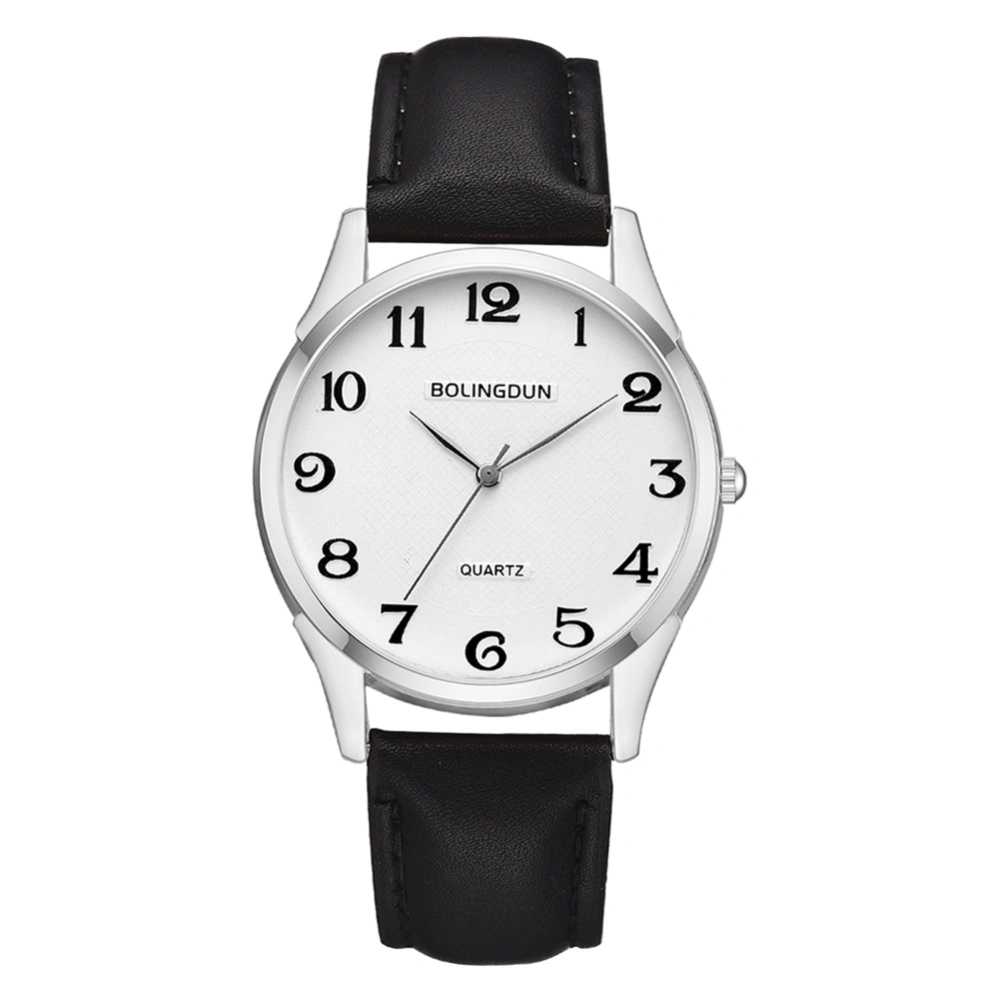 Wrist Watch Watch Fashion Watch Quartz Watch Leisure Watch (Sliver Frame Large White Face)