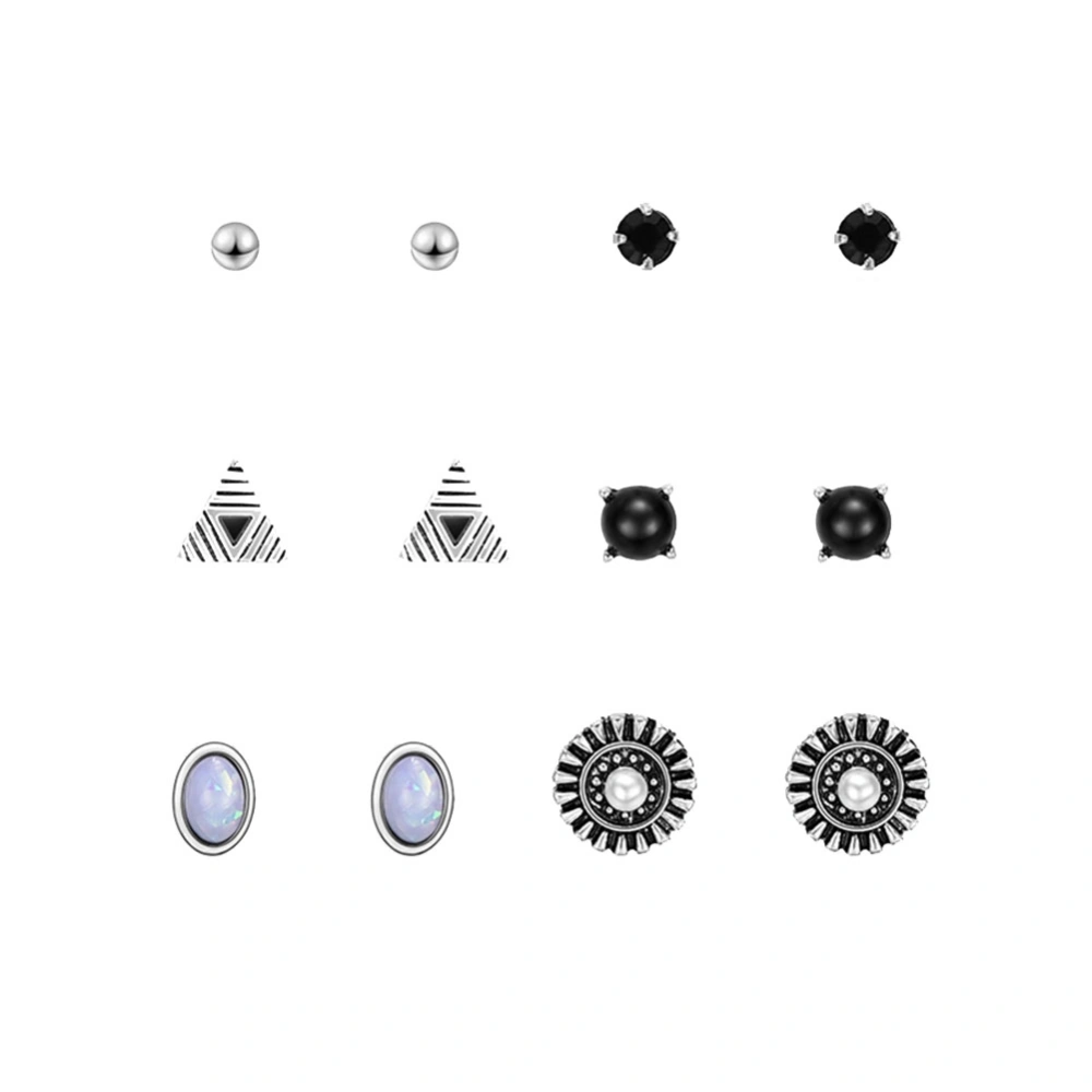 6Pairs/Set Fashion Women Girl Eat Stud Faux Pearl Decoration Earrings Jewelry Gift