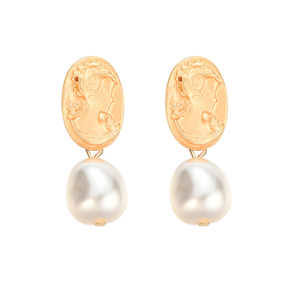 Fashionable Style Women Elegant Irregular Faux Pearl Pendant Alloy Earrings