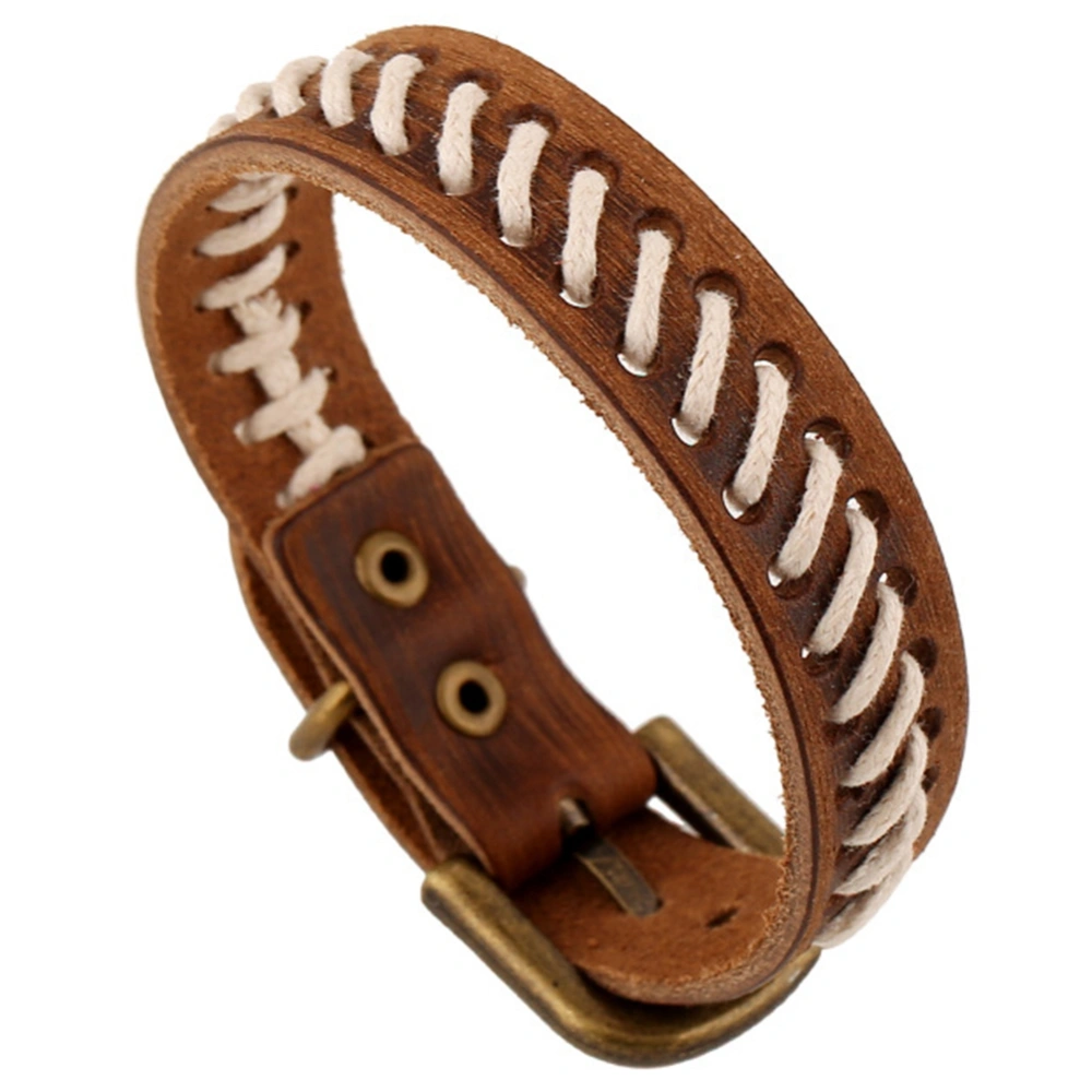 Vintage Cowhide Woven Bracelet Unisex Alloy Bracelet Jewelry Gift