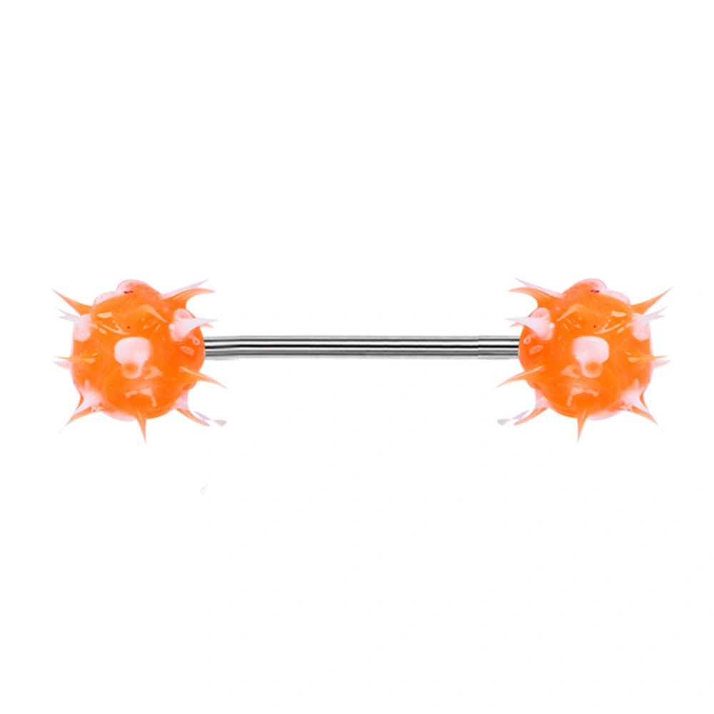 Fashionable Stainless Steel Small Ball Shape Nipple Ring Decoration Jewelry(Orange White)