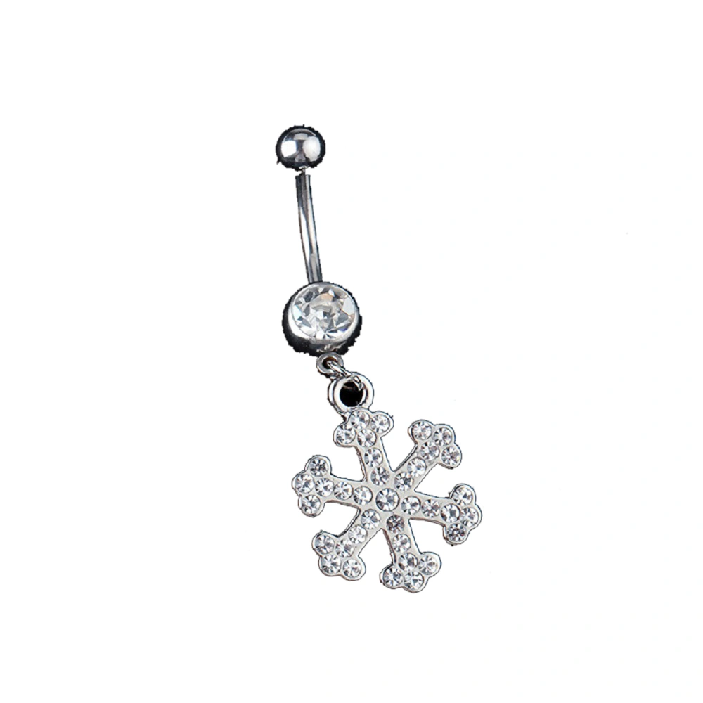 Snowflake Pendent Rhinestone Navel Ring Anti allergy Piercing Body Jewelry