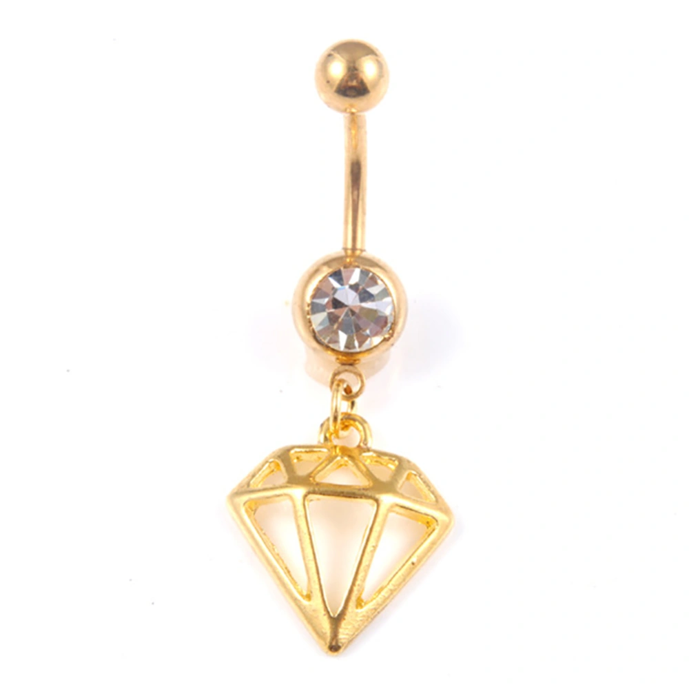 Hollow Geometric Electroplate Stainless Steel Belly Navel Ring Body Piercing Jewelry (Gold)