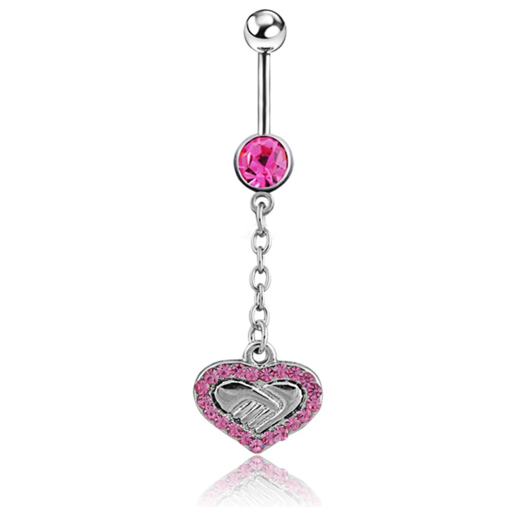 Fashionable Heart Pendant Belly Navel Ring Barbell Stainless Steel Body Piercing Jewelry