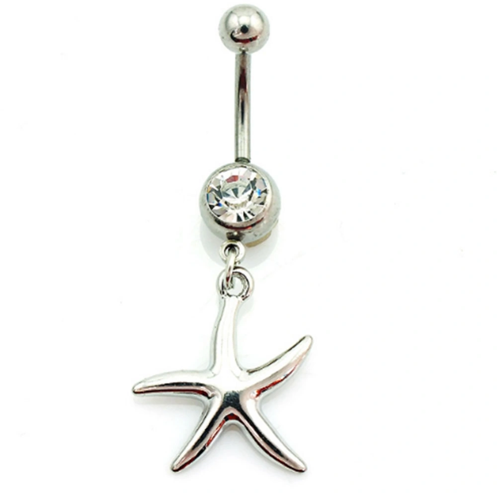 Starfish Rhinestone Belly Button Ring Anti allergy Body Piercing Jewelry