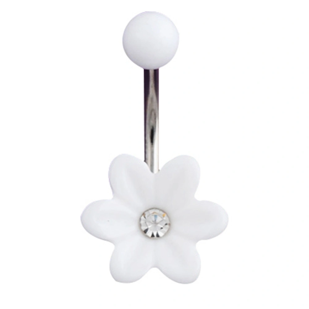 Fashionable Flower Belly Navel Ring Barbell Stainless Steel Body Piercing Jewelry