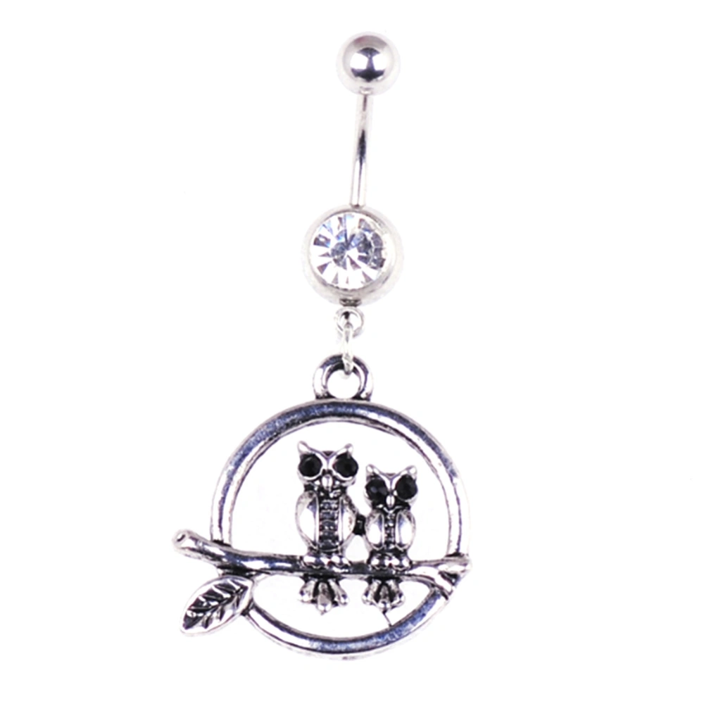 Owl Shape Belly Button Ring Stainless Steel Navel Bar Ring Body Piercing Jewelry Accessory