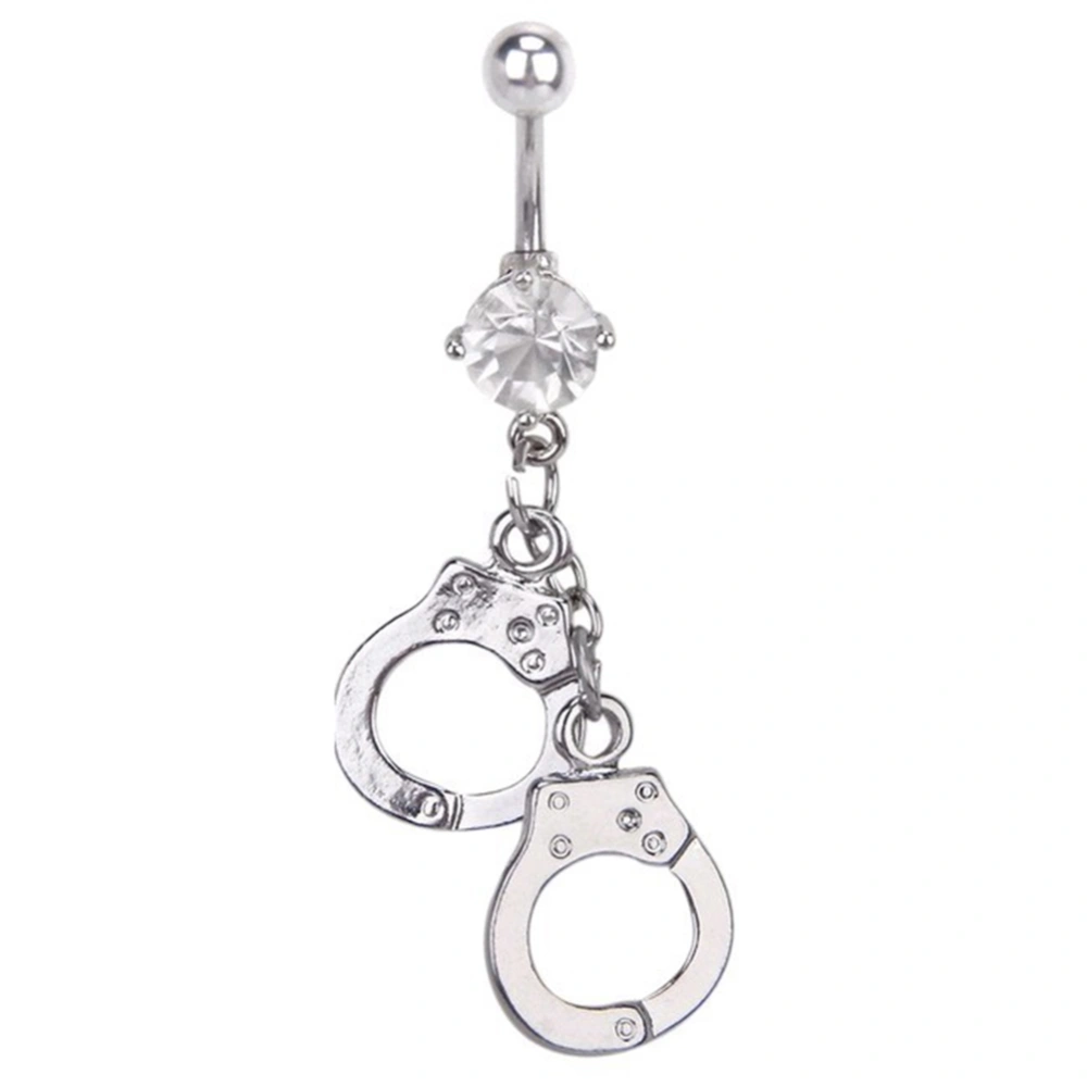 Vintage Handcuffs Shape Rhinestone Navel Ring Anti allergy Piercing Body Jewelry