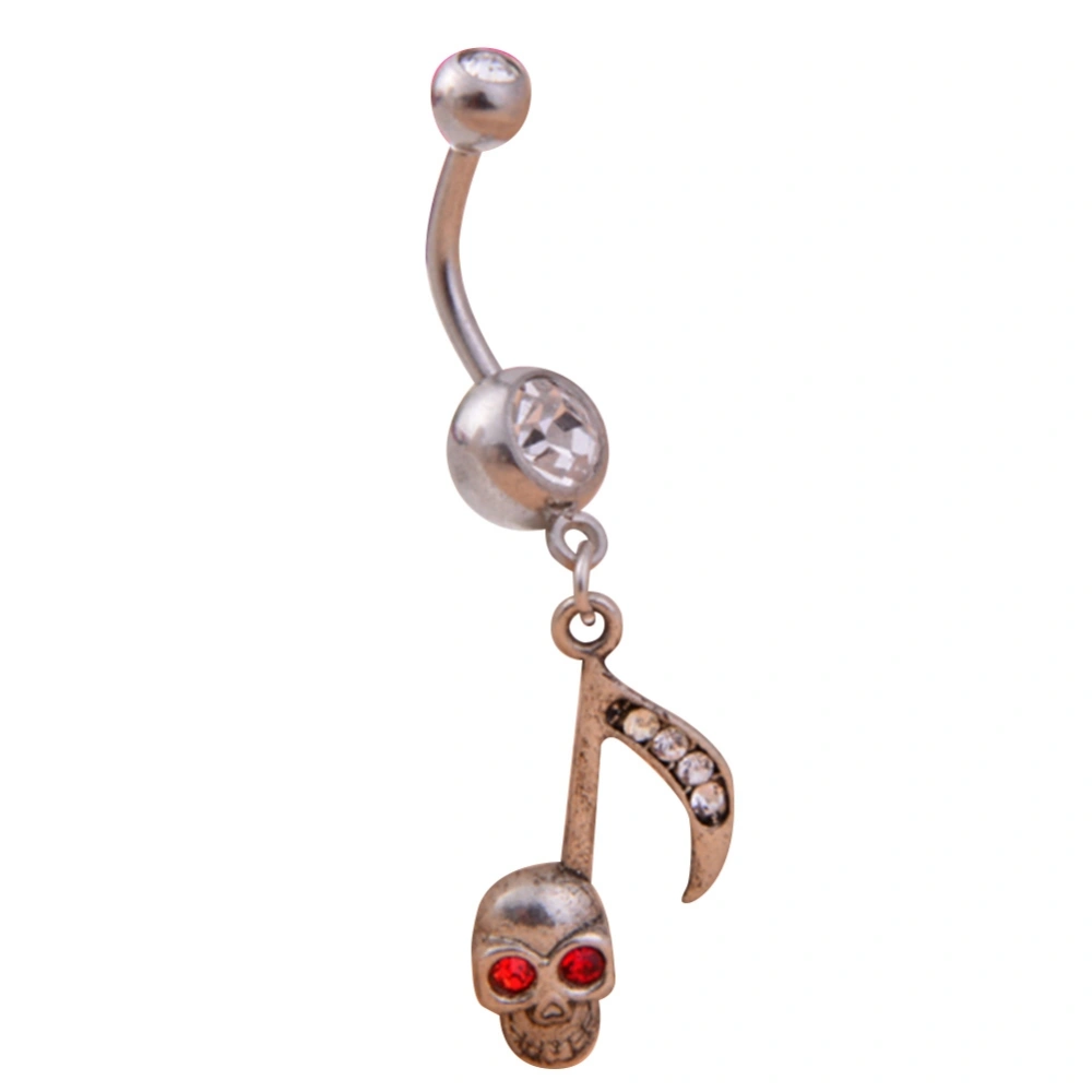 Skull Shape Rhinestone Navel Ring Anti allergy Piercing Body Jewelry