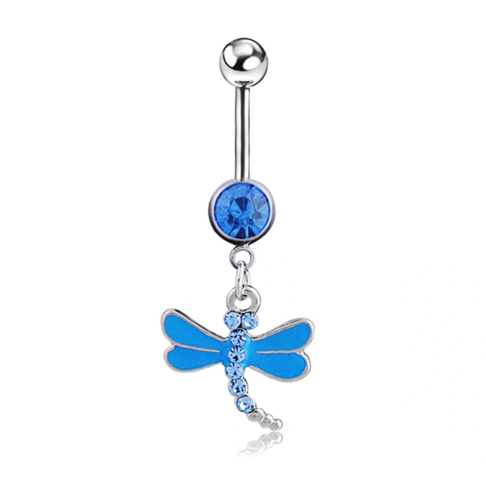 Blue Dragonfly Drop Oil Navel Ring Belly Button Nail Body Piercing Bar Accessory