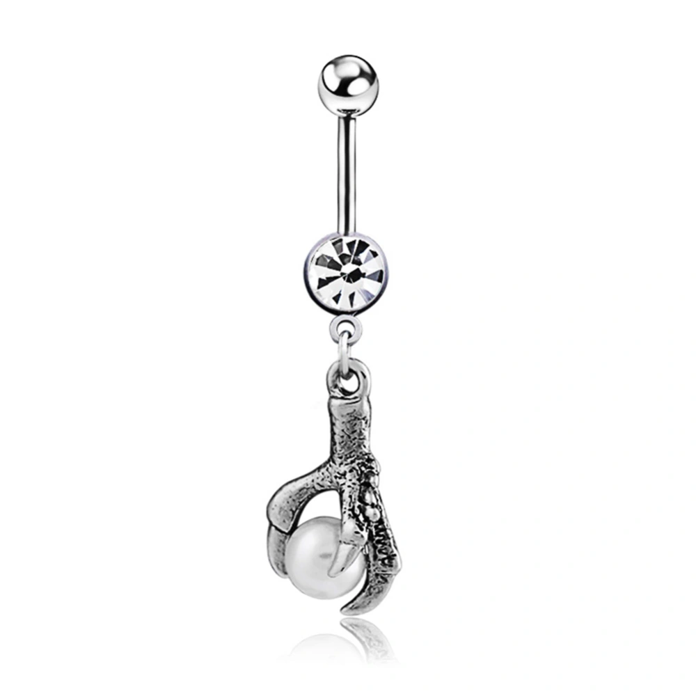 Fashion Pearl Eagle Claw Belly Ring Hypoallergenic Navel Nail Body Piercing Bar Accessory