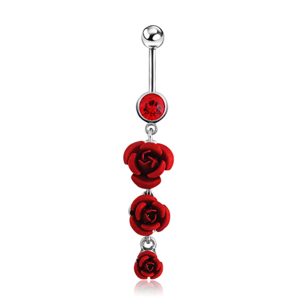 Red Rose Navel Ring Hypoallergenic Jewelry Belly Button Nail Body Piercing Bar Accessory