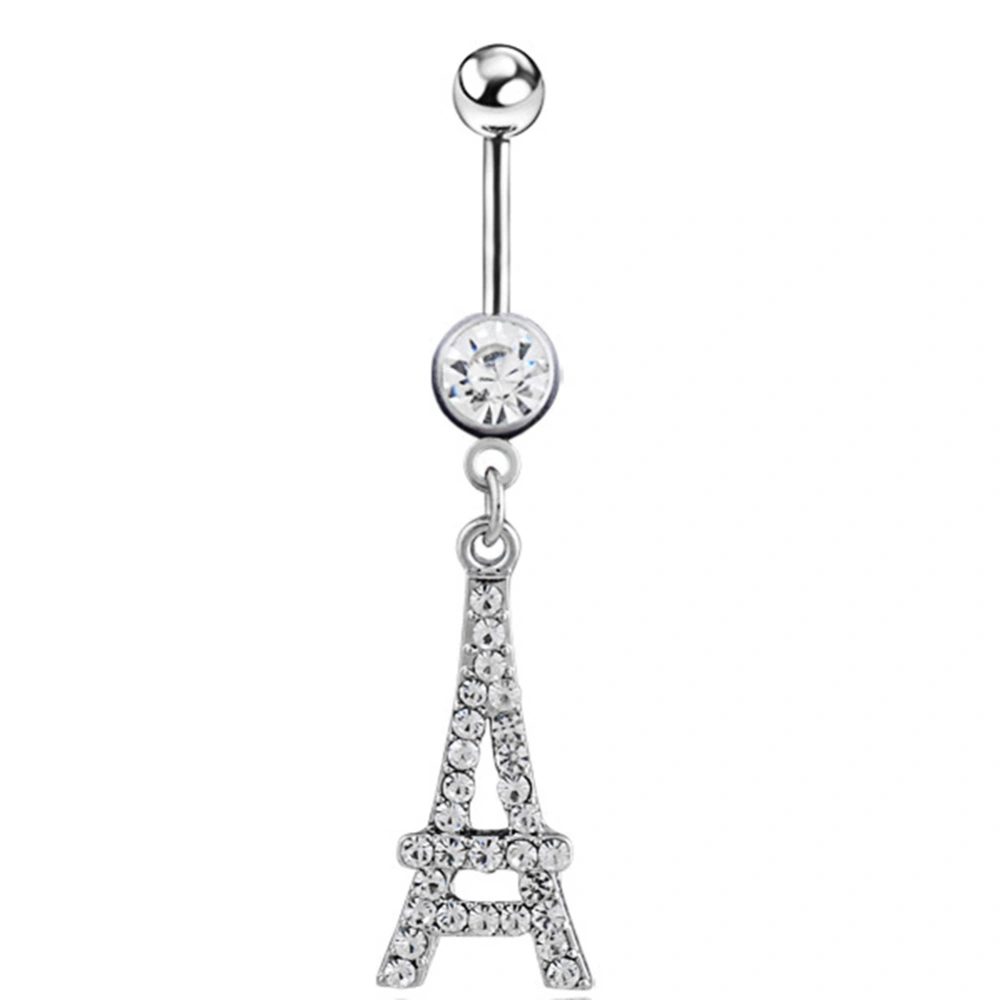 1pc Body Piercing Jewelry Stainless Steel Eiffel Tower Pattern Belly Ring