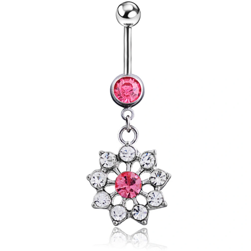 Fashionable Floral Pendant Belly Navel Ring Barbell Stainless Steel Body Piercing Jewelry