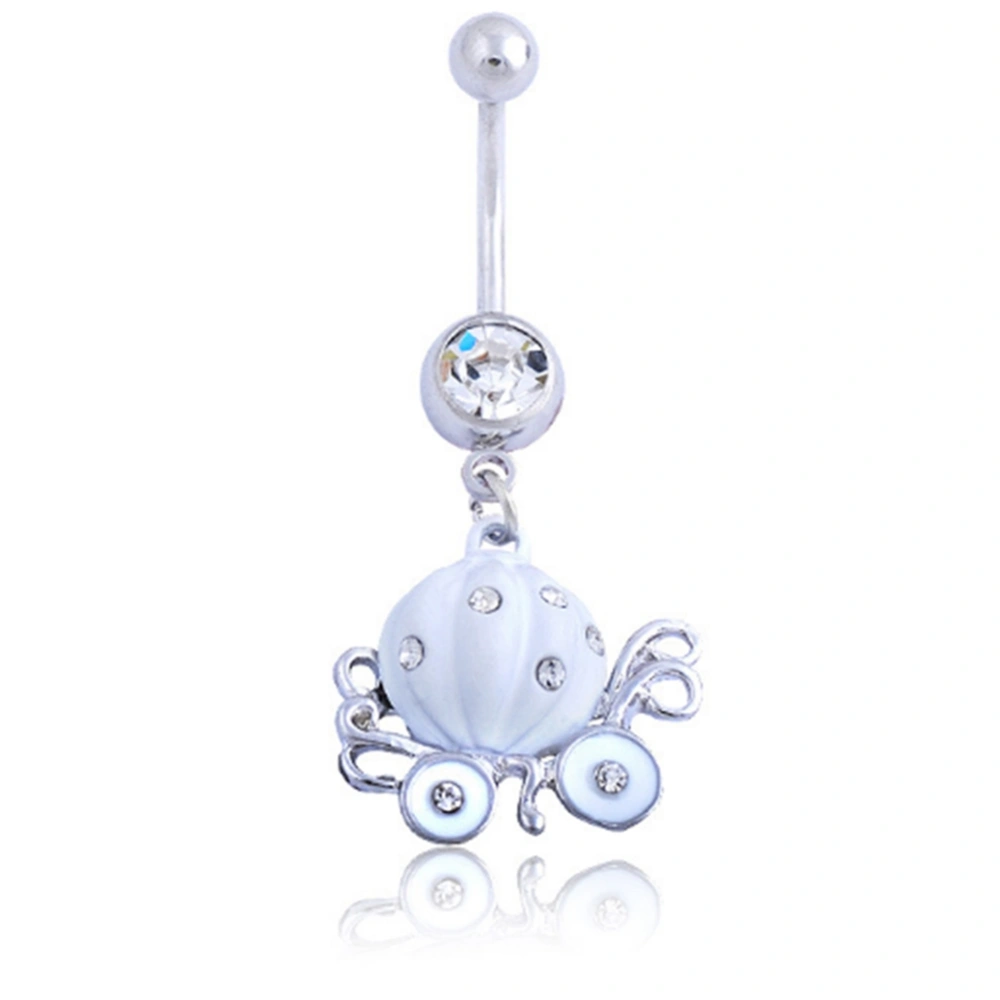 Pumpkin Cart Pendant Belly Button Ring Anti allergy Women Navel Bar Ring Body Piercing Jewelry