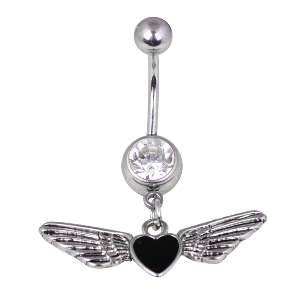 Black Heart Wing Alloy Belly Button Ring Anti allergy Body Piercing Jewelry