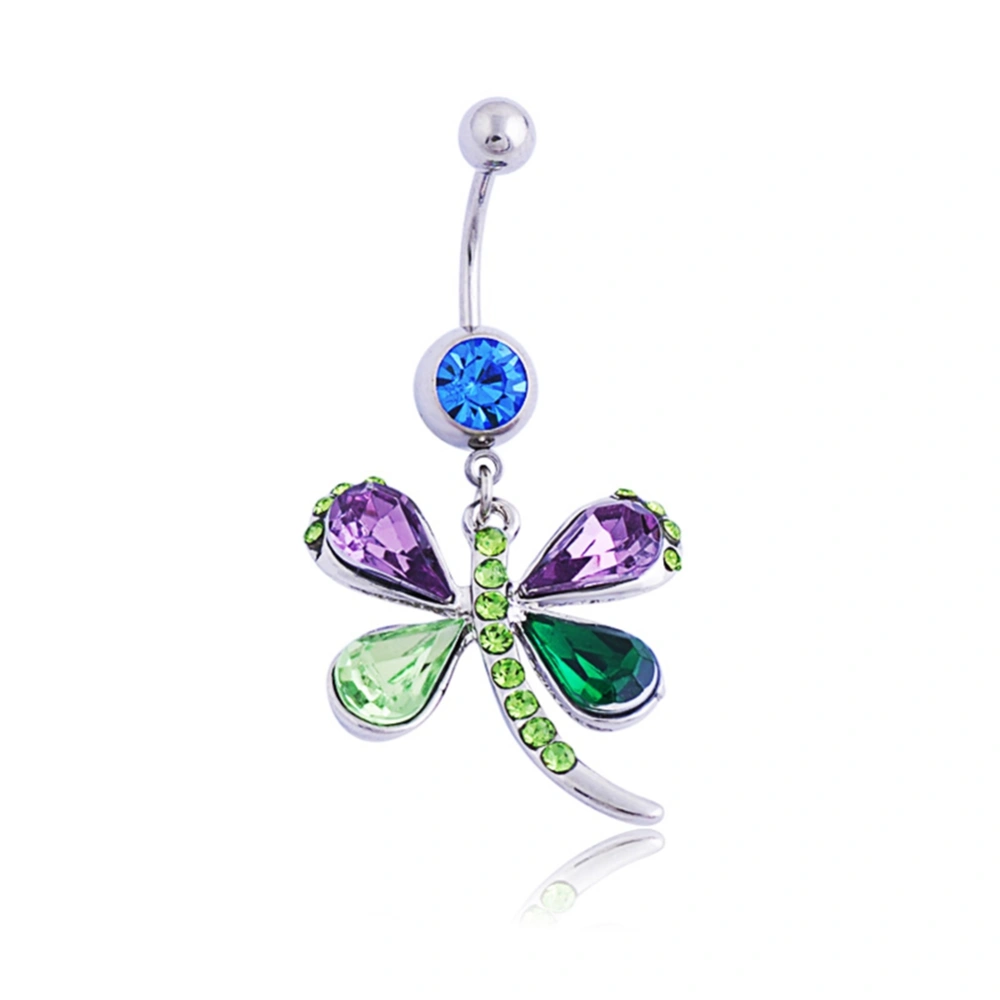 Colorful Butterfly Shape Rhinestone Navel Ring Anti allergy Piercing Body Jewelry