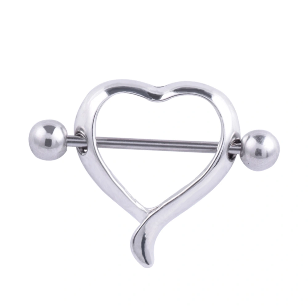 Geometrical Stainless Steel Love Shape Nipple Ring Anti allergy Piercing Body Jewelry(Silvery)