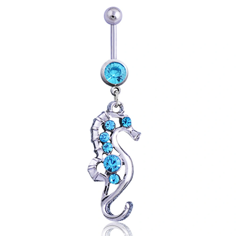 Women Dangle Belly Button Ring Navel Nail Barbell Seahorse Shape Dangling