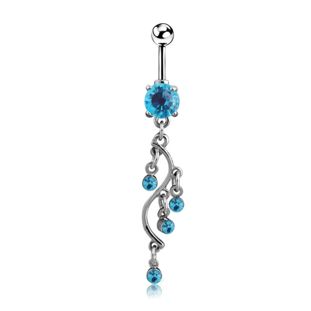 Stainless Steel Electroplate Belly Navel Ring Body Piercing Jewelry (Lake Blue)