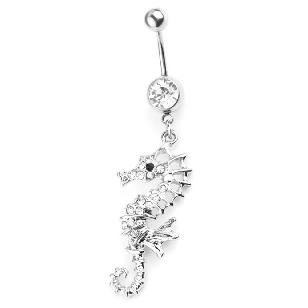 Belly Button Rings Navel Nail Barbell Women Seahorse Stainless Steel Dangling