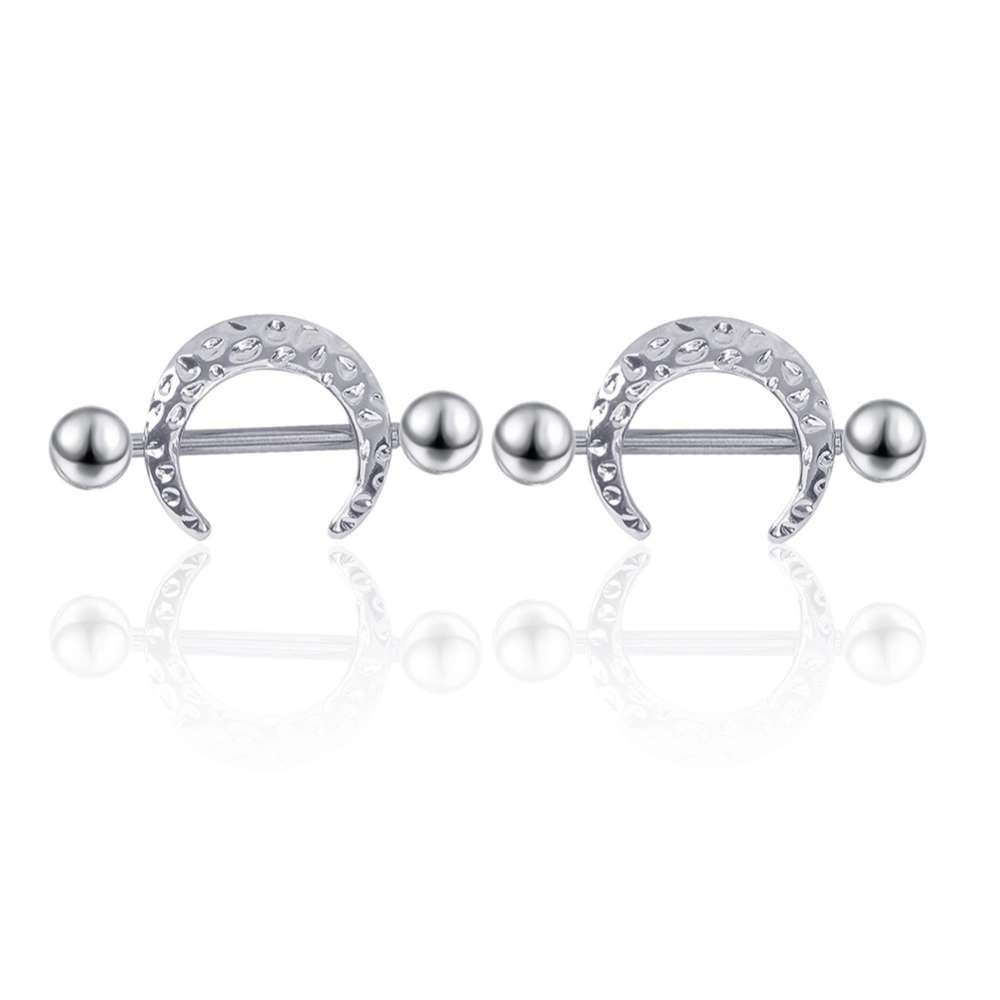 1Pair Moon Shape Straight Nipple Piercing Ring R00383 Anti Allergy