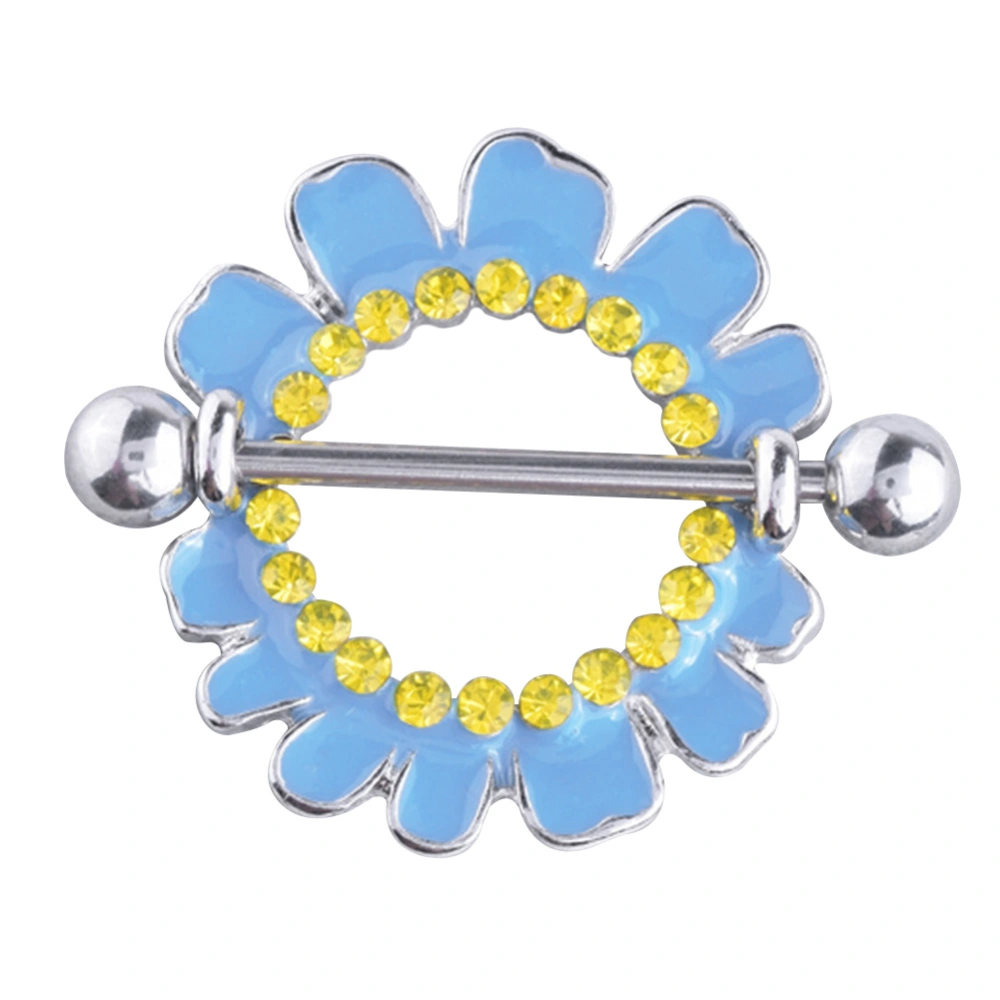 Fashionable Flower Shape Nipple Ring Anti allergy Piercing Body Jewelry Accessories(blue)