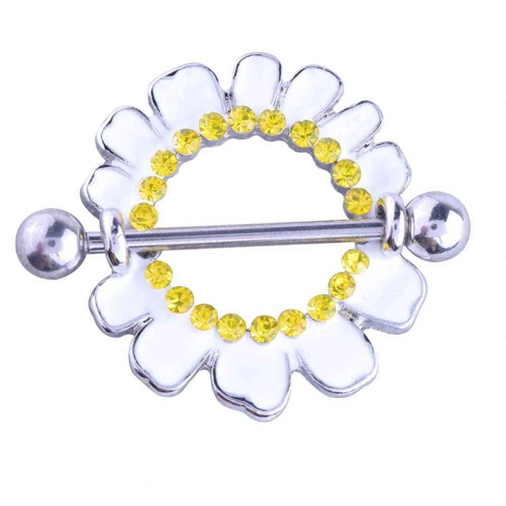 Fashionable Flower Shape Nipple Ring Anti allergy Piercing Body Jewelry Accessories(white)