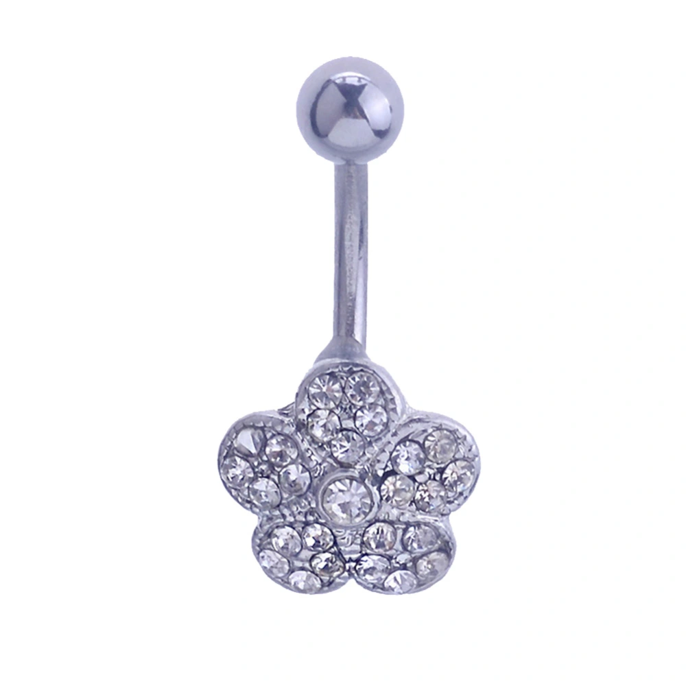 Fashionable Alloy Floral Belly Navel Ring Barbell Stainless Steel Body Piercing Jewelry