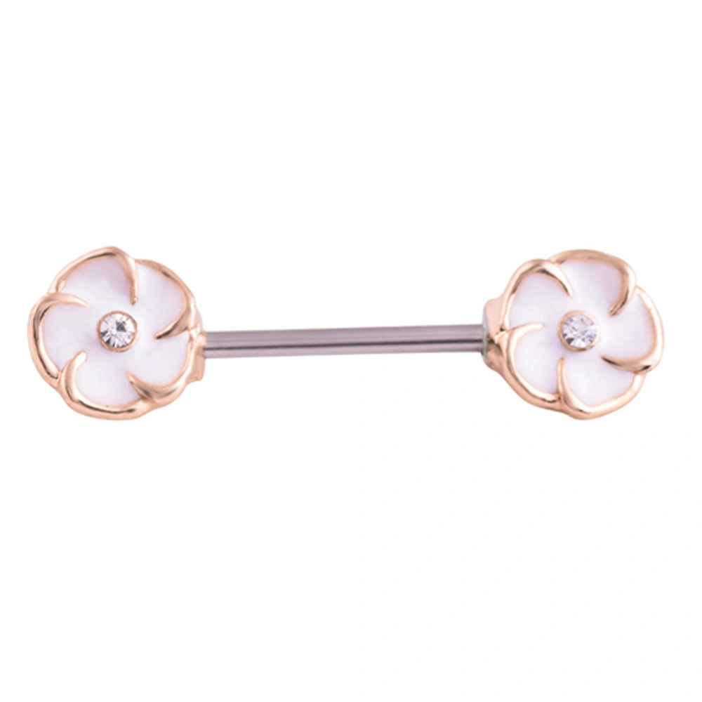 Cute White Flowers Stainless Steel Anti allergy Nipple Ring Body Piercing Jewelry