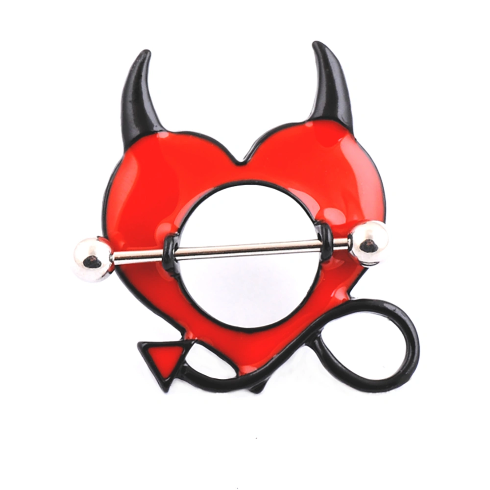 Stainless Steel Anti allergy Nipple Shield Ring Piercing Heart Shape with Horns Breast Jewelry