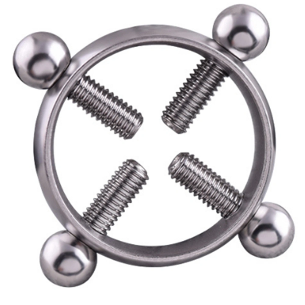 Circle Screw Puncture Pierced Nipple Shield Ring R00346 Silver