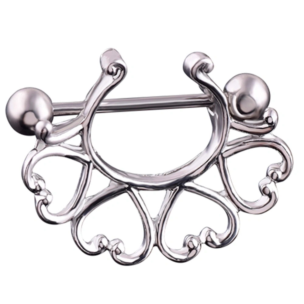 Heart Shape Puncture with Rod Pierced Nipple Shield Ring R00343