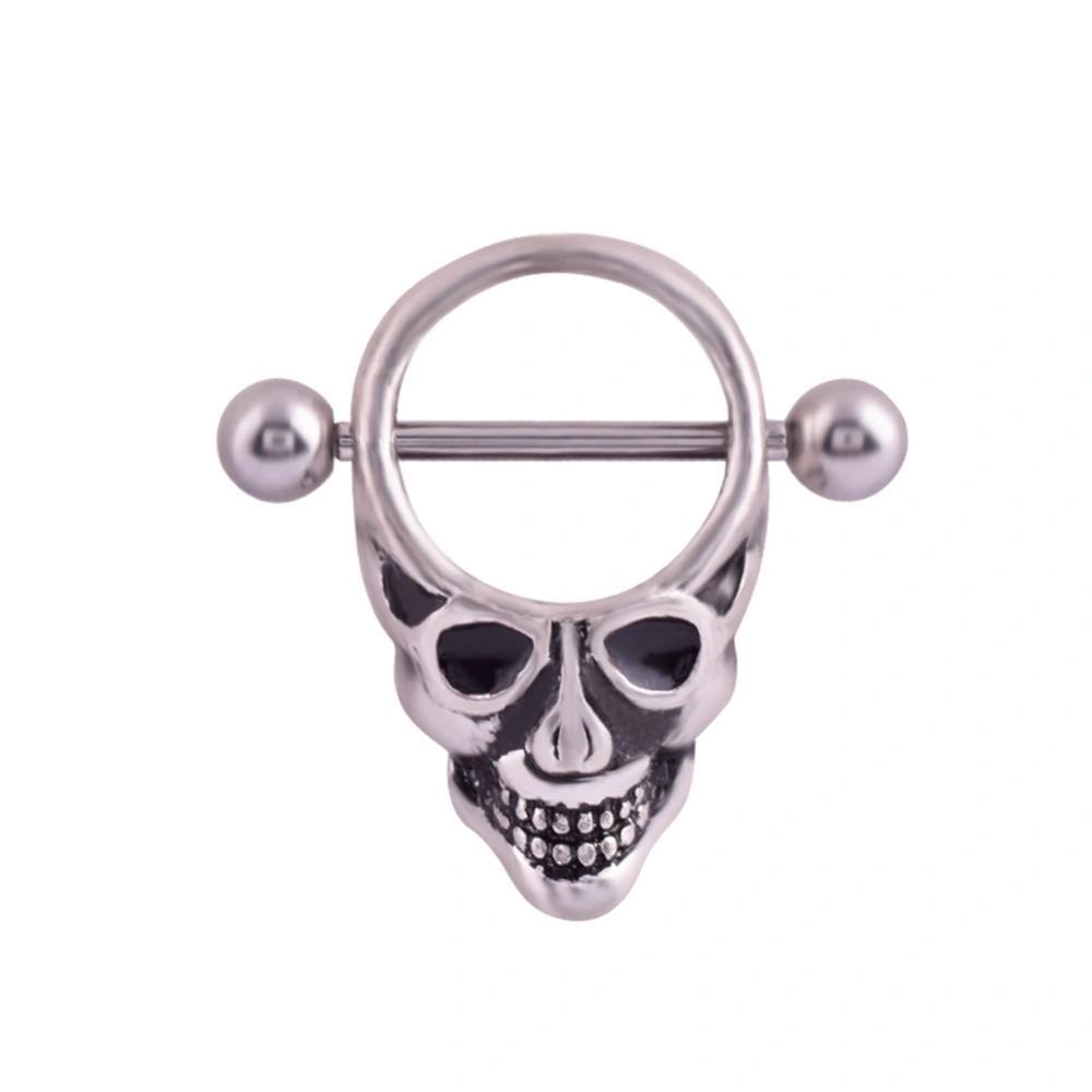 Skull Body Puncture with Rod Pierced Nipple Shield Ring R00348