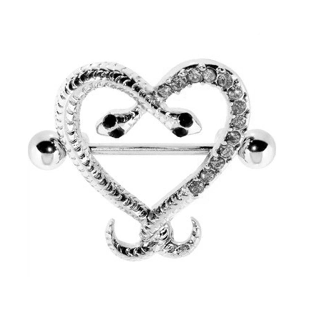 Fashion Snake Love Shape Nipple Ring Anti allergy Piercing Body Jewelry(White)