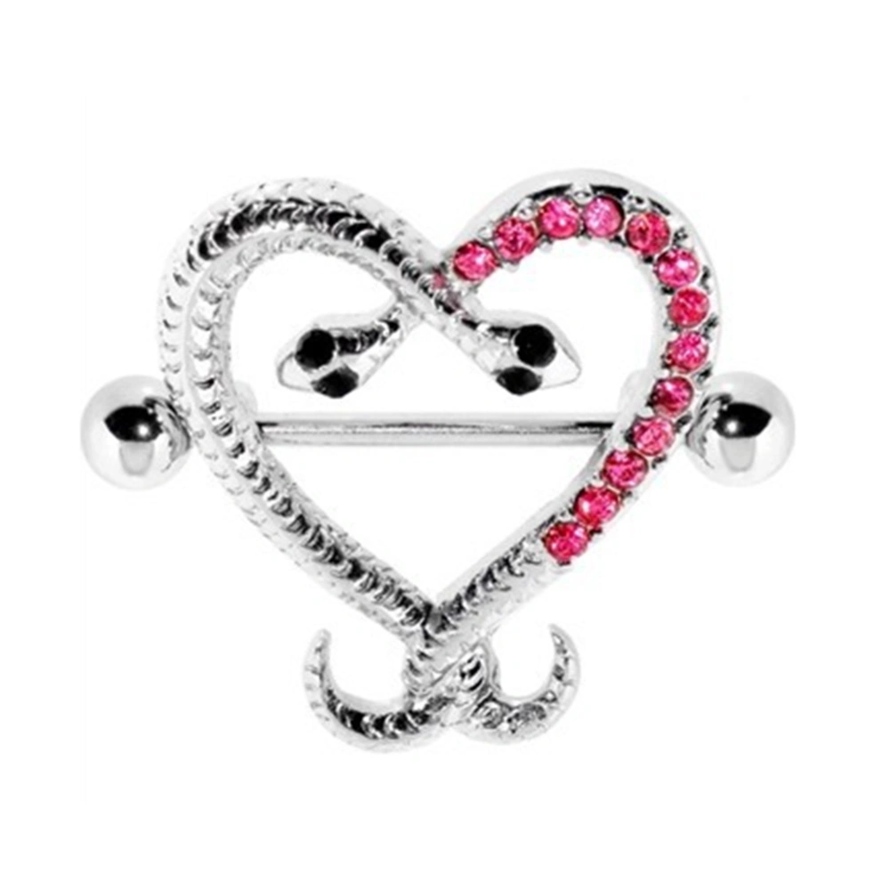 Fashion Snake Love Shape Nipple Ring Anti allergy Piercing Body Jewelry(Pink)