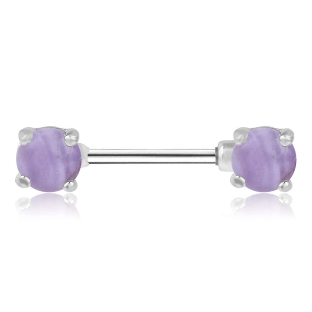 Fashion Stainless Steel Nipple Ring with Turquoise Decoration Piercing Jewelry(Light Purple)