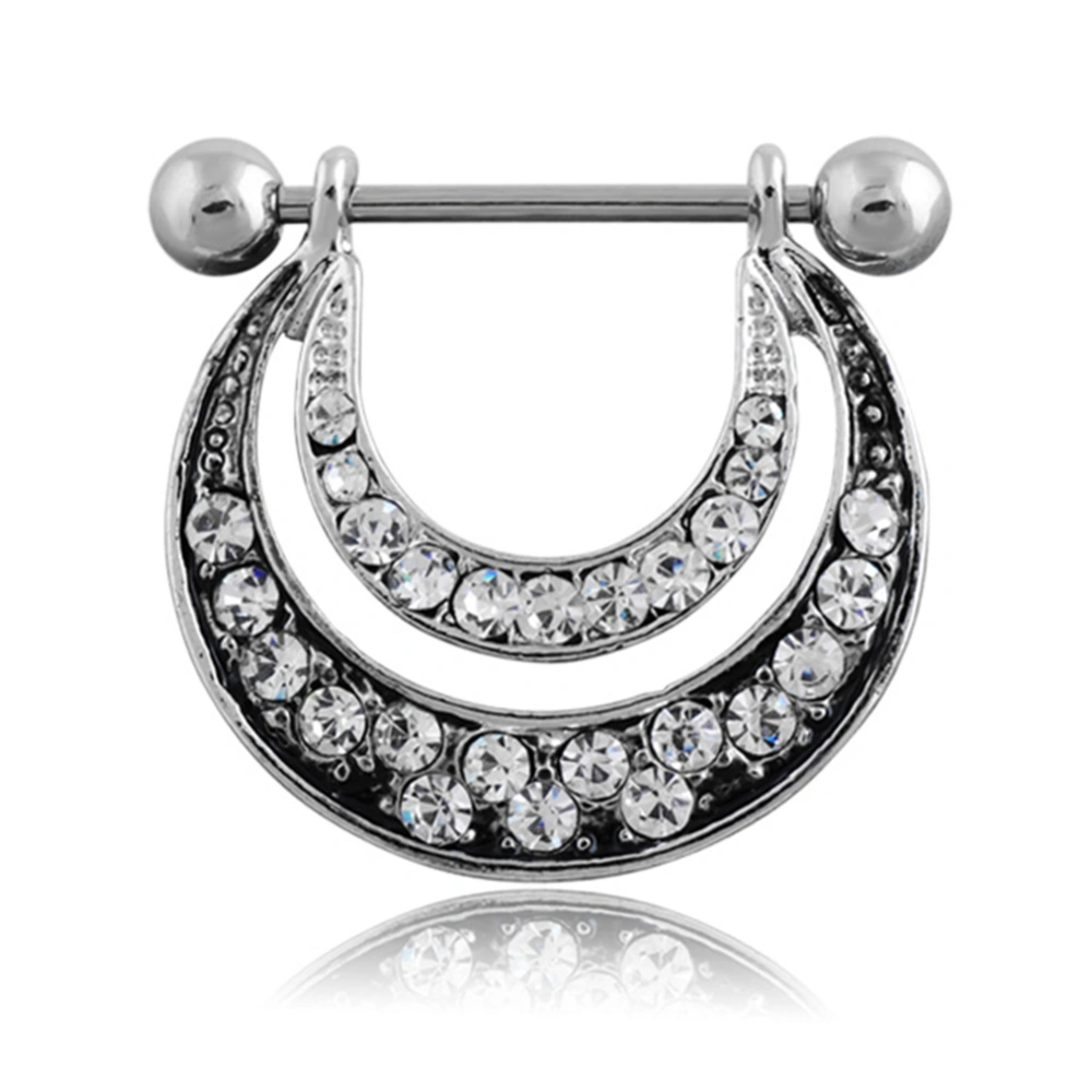 Women Lady U shape Rhinestone Decoration Nipple Ring Piercing Jewelry