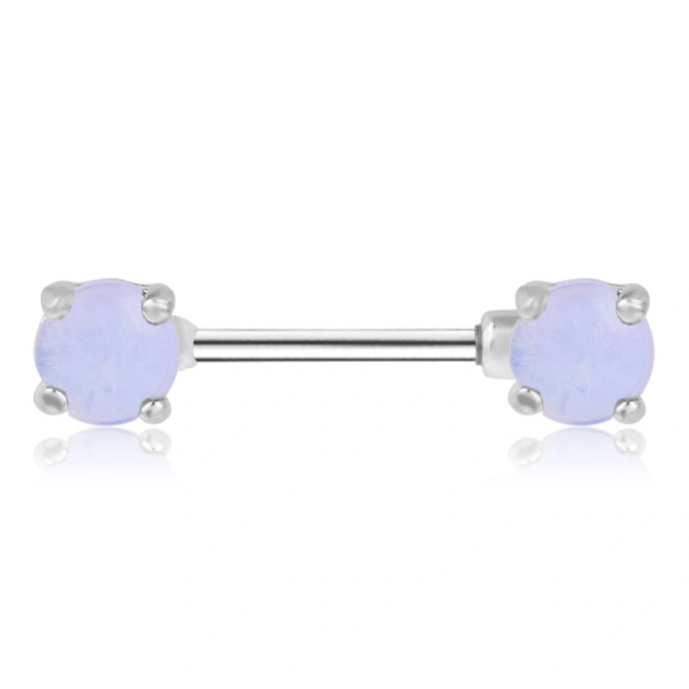 Fashionable Stainless Steel Nipple Ring with Turquoise Decoration Piercing Jewelry(Cream White)